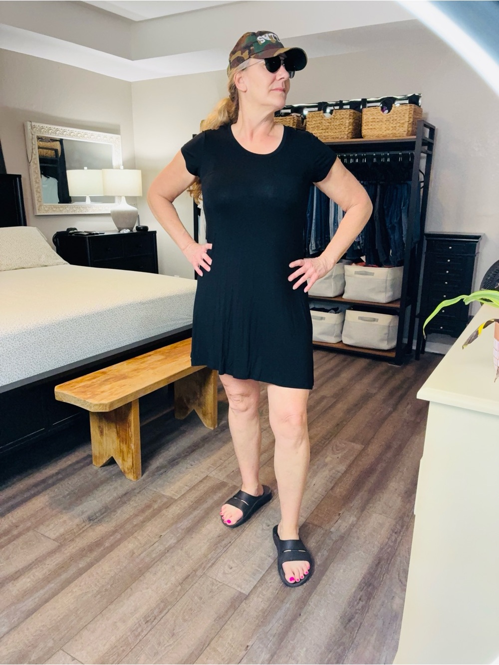 41 Hawthorn Black Short Sleeve Midi Dress Large